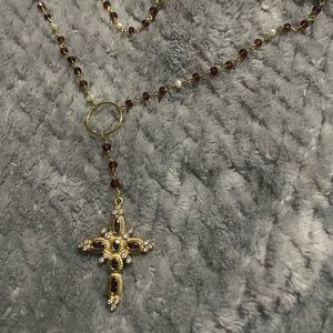 Vanessa Mooney red stone cross necklace. Gorgeous!